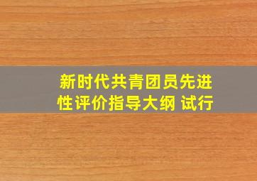 新时代共青团员先进性评价指导大纲 试行